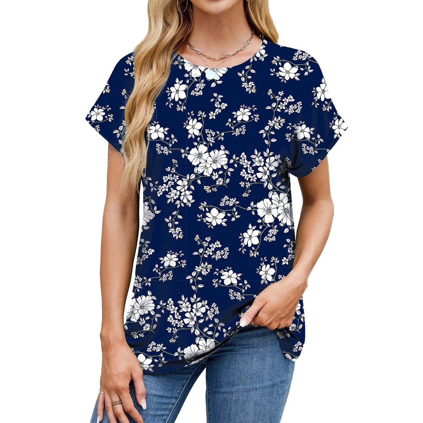 Stilla | Casual Rund Hals Loose Kort Ærme T-Shirt