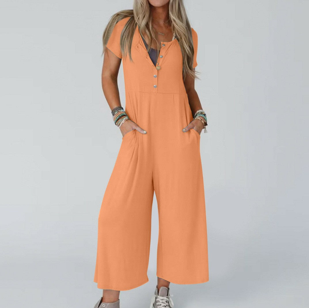 Dame jumpsuit med knapliste og praktiske lommer Stilla