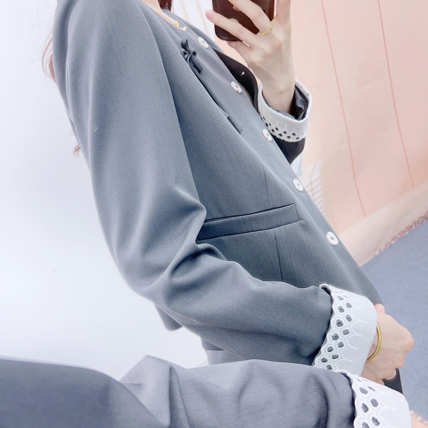 Dame elegant blazer-buks-sæt med dristige detaljer og høj kvalitet forarbejdning Stilla