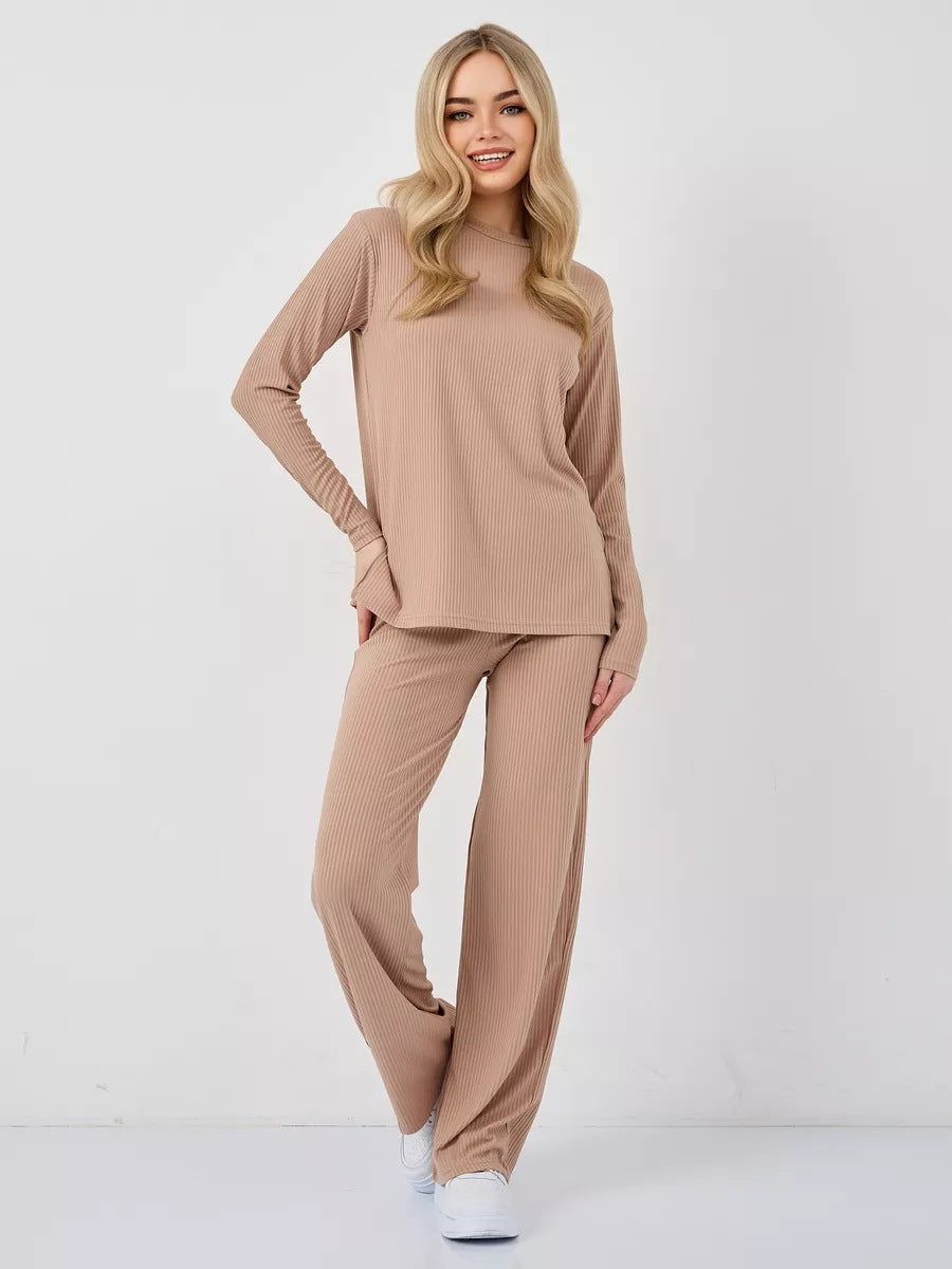 Dame cropped Langærmet skjorte med moderne knude design og fin rib struktur Stilla