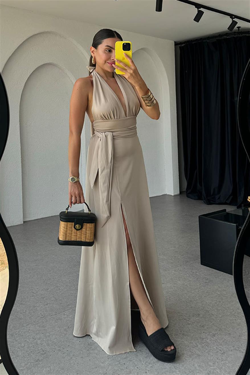 Dame Elegant Halterneck Maxi Kjole Stilla