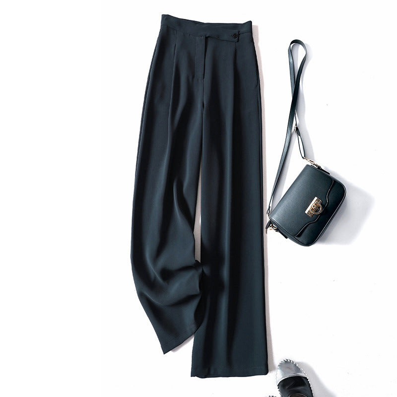 Dame elegant høj talje palazzo bukser med side lommer og lækker fald Stilla