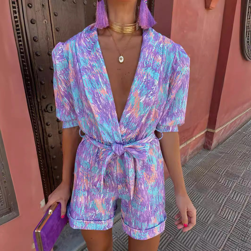 Dame Farverig Trykt Jumpsuit Stilla