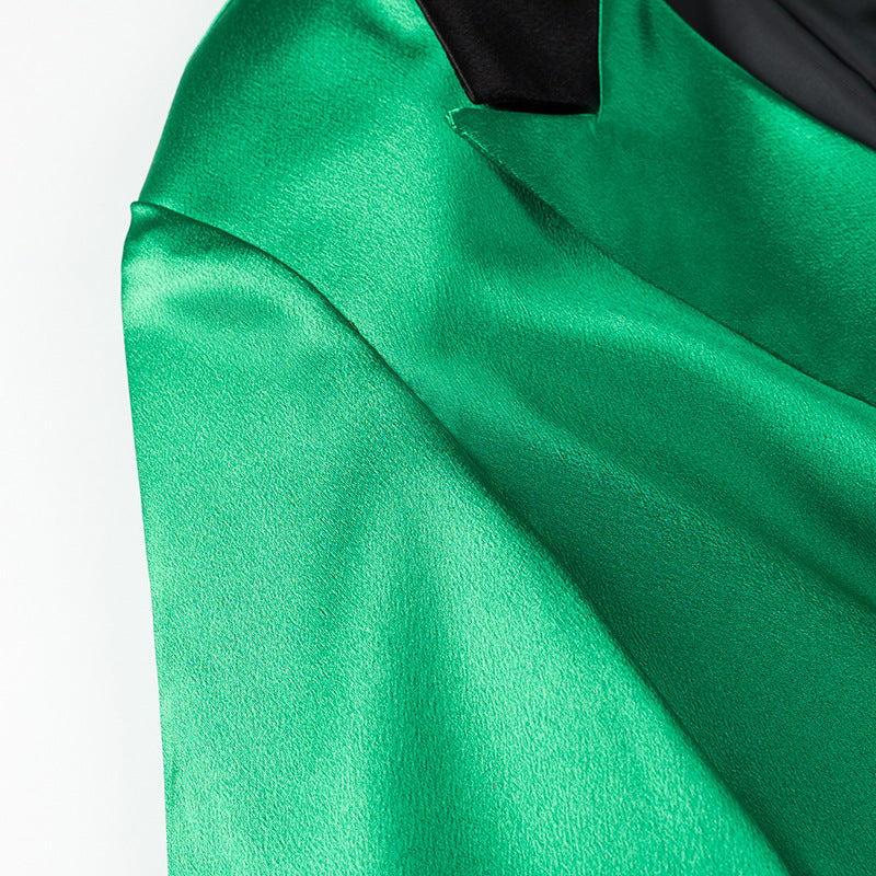 Dame elegant dobbeltknap blazerjakke med skinnende finish Stilla