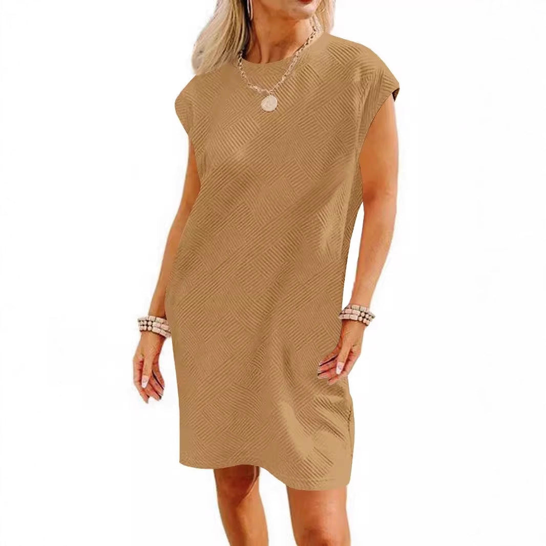 Dame afslappet kort kjole med fashionable struktur mønster og komfortabel pasform Stilla