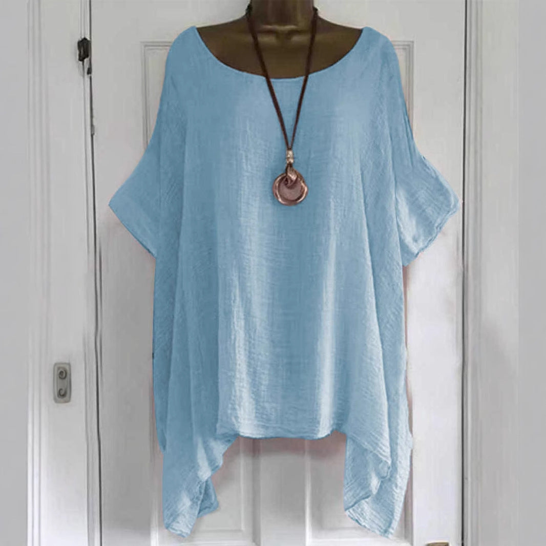 Dame afslappet oversized bluse shirt i let materiale med løs pasform Stilla