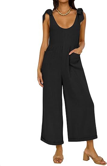 Dame Casual Jumpsuit med justerbare stropper og bred ben Stilla