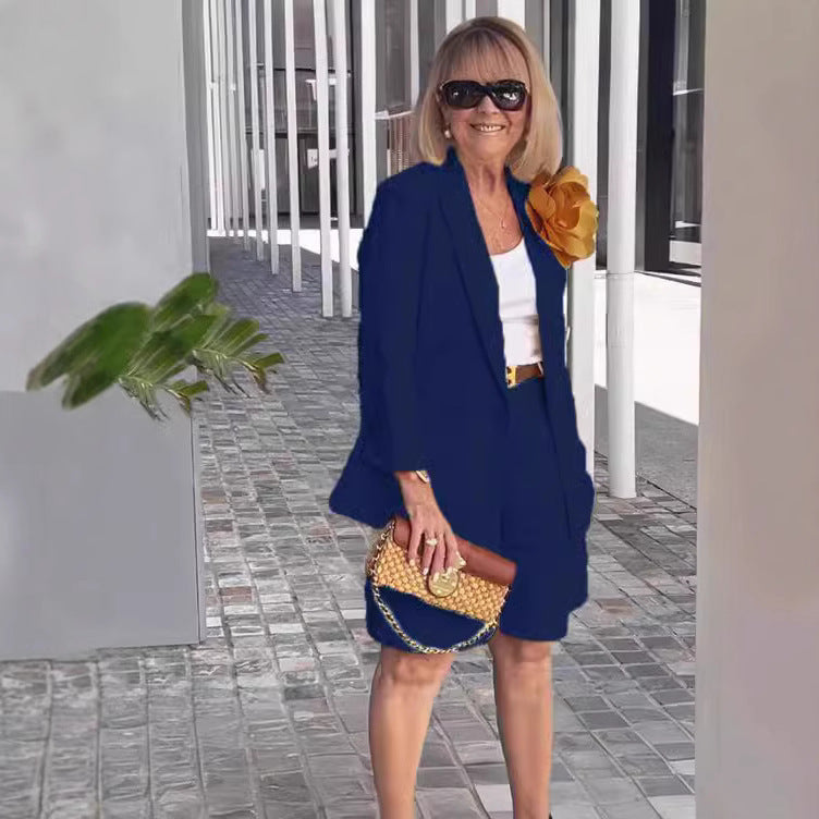 Dame Elegant fritidsblazer-sæt med shorts Stilla