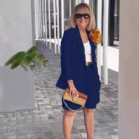 Dame Elegant fritidsblazer-sæt med shorts Stilla