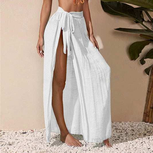 Dame Elegant Høj Slids Strand Wrap Nederdel Stilla
