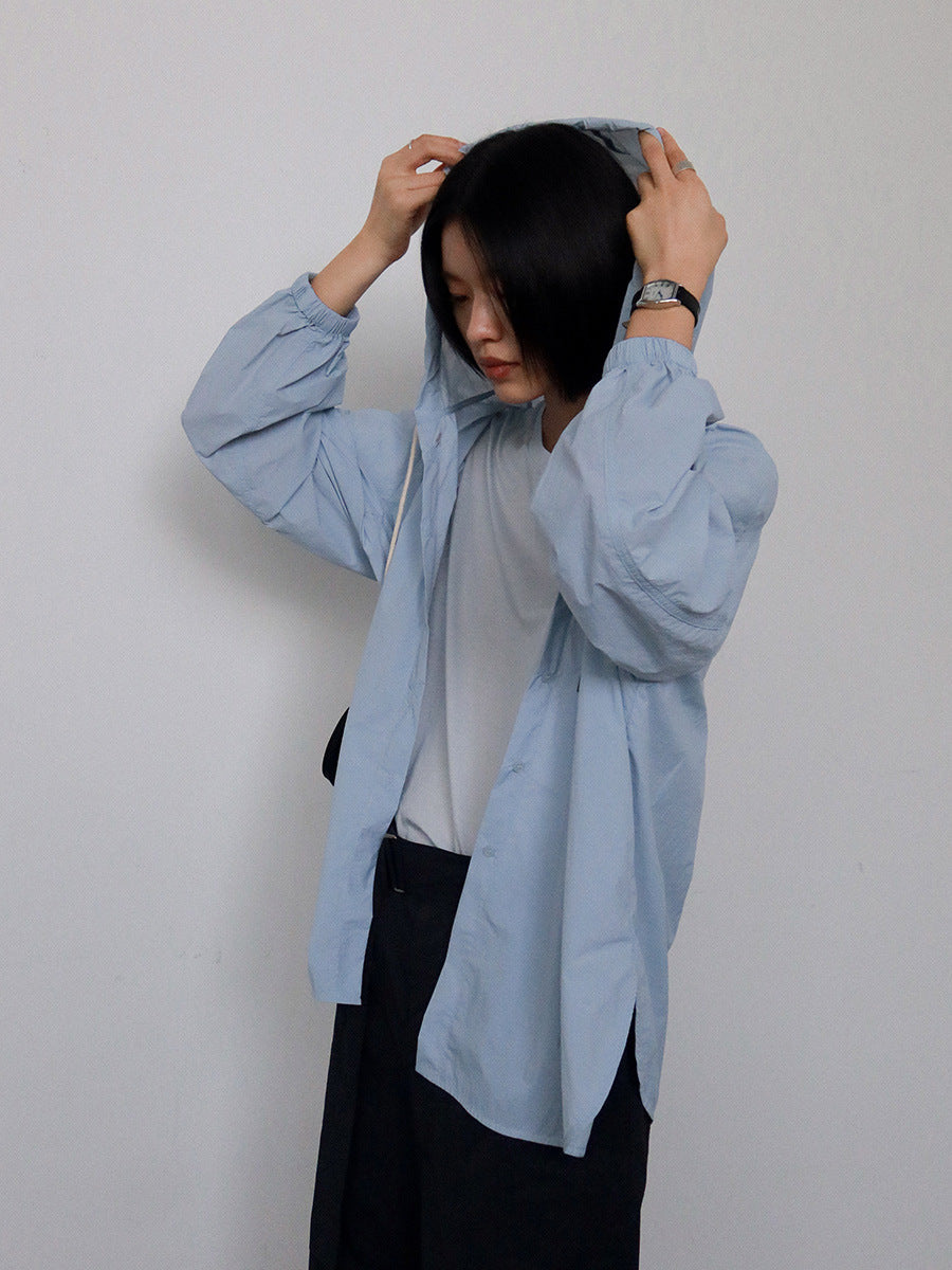 Dame afslappet bluse med hætte og løs pasform Stilla