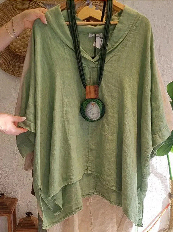 Dame afslappet oversized bluse med hætte og løs pasform Stilla