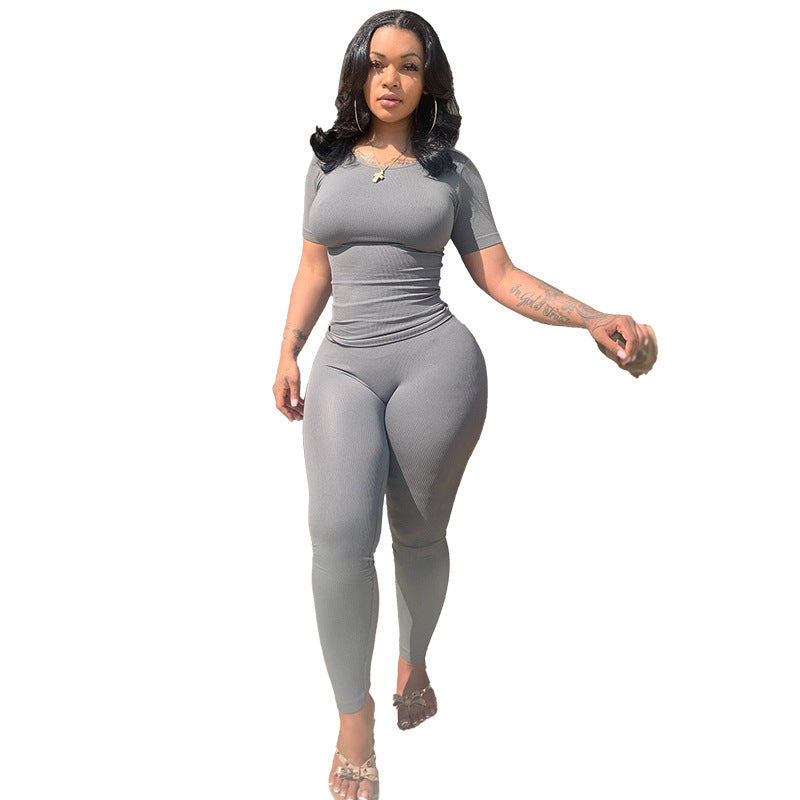 Dame figurstram Jumpsuit med korte ærmer og høj talje Stilla