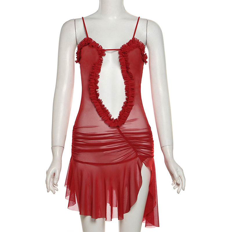 Dame Cut-Out Minikjole med raffineret rynkning og asymmetrisk kant Stilla