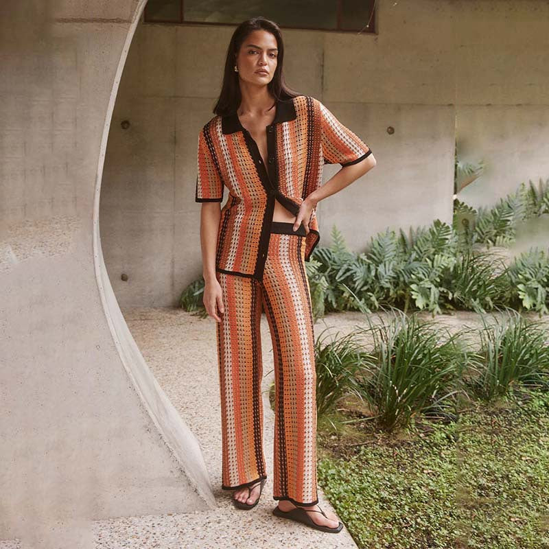 Dame afslappet skjorte og palazzo buksedragt Stilla