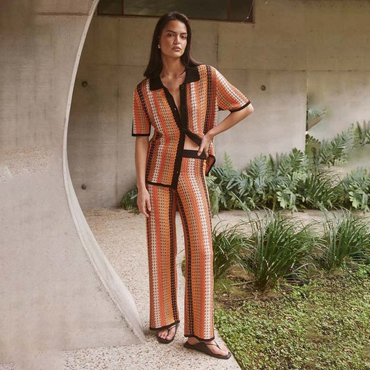 Dame afslappet skjorte og palazzo buksedragt Stilla