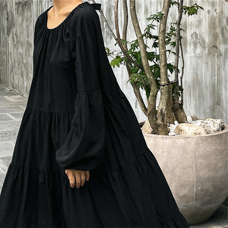 Dame afslappet maxikjole med flæser Stilla