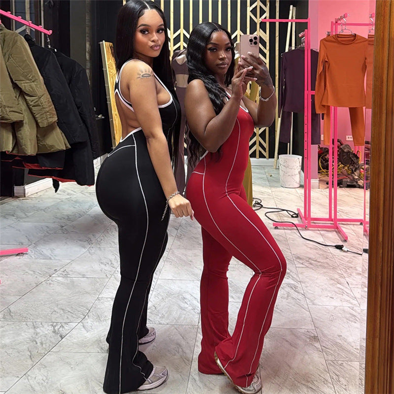 Dame Sporty Jumpsuit med tætsiddende snit og kontrasterende syninger Stilla