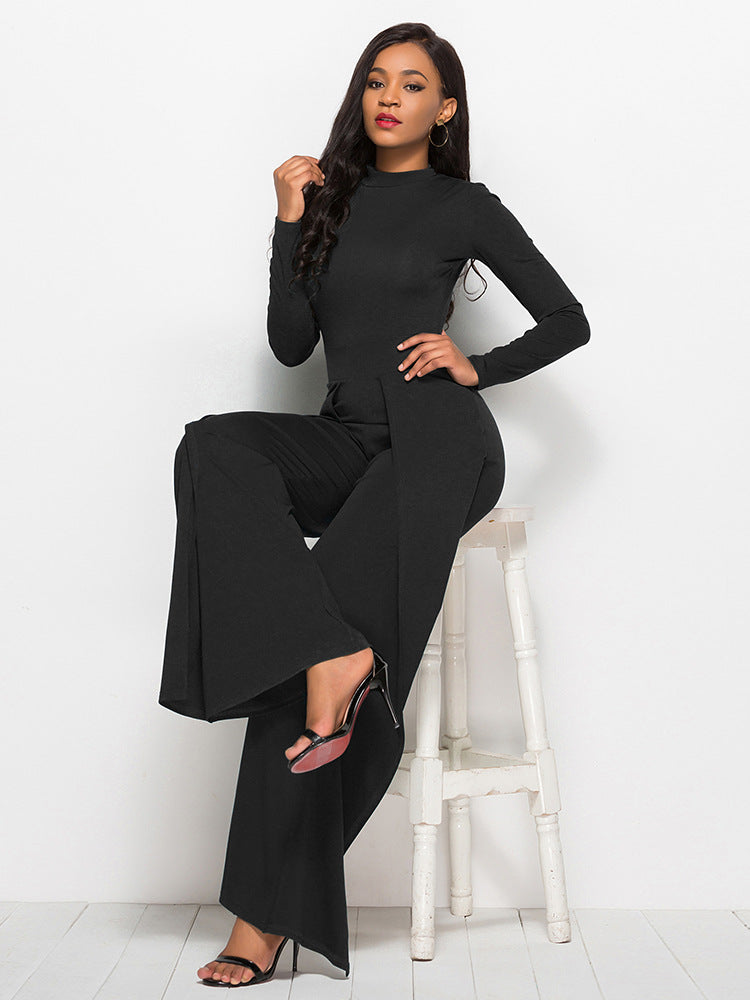 Dame Elegant Jumpsuit med højhalset design og vide ben Stilla