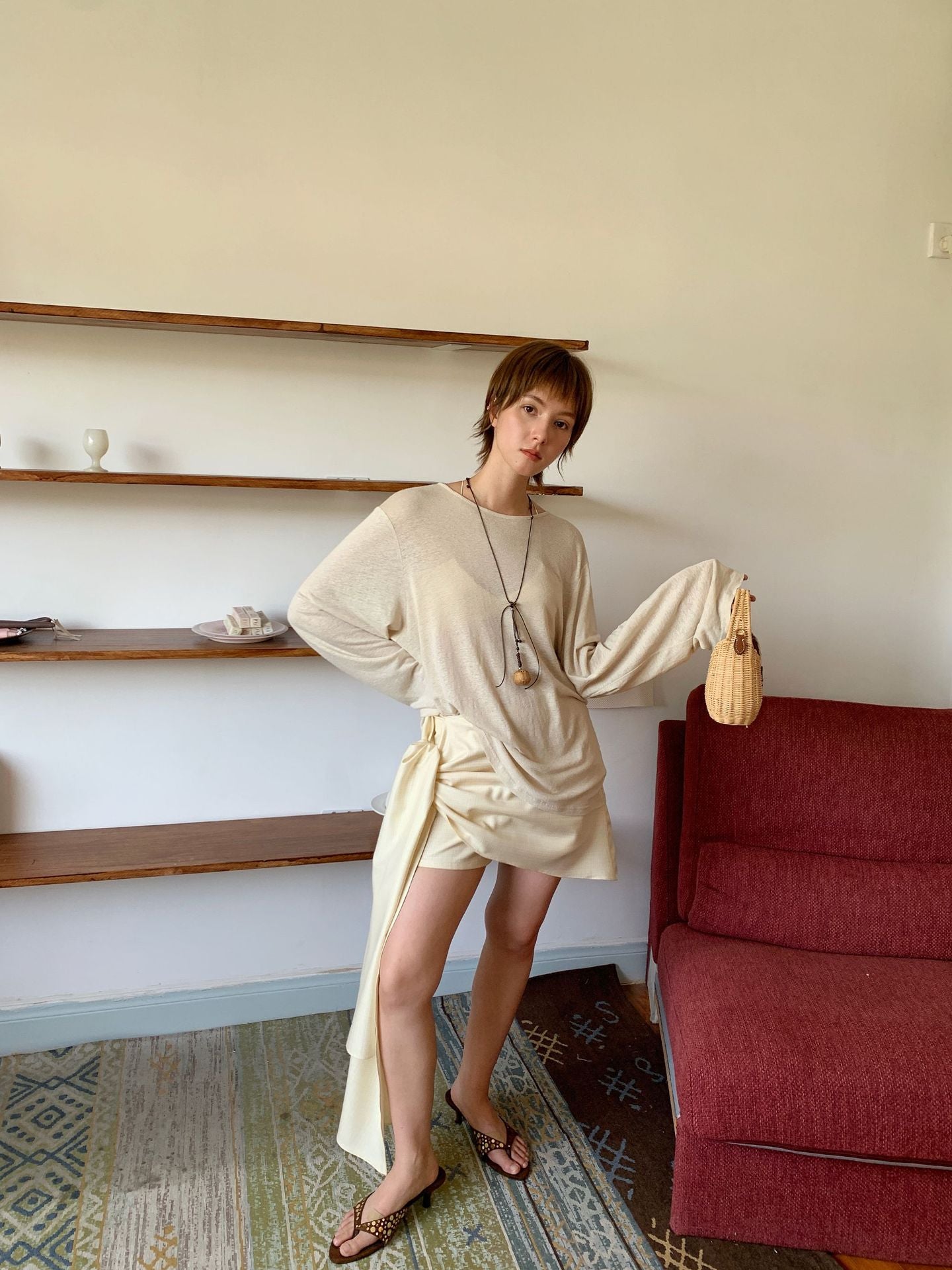 Dame afslappet langærmet skjorte lavet af åndbart materiale Stilla