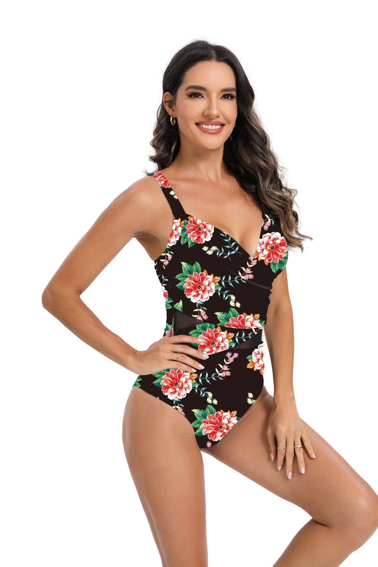 Dame Elegant Floral Wrap Én-delt Badedragt Stilla