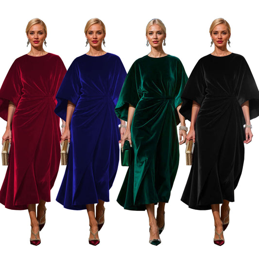 Dame elegant aften kjole med drapering og generøs skæring Stilla