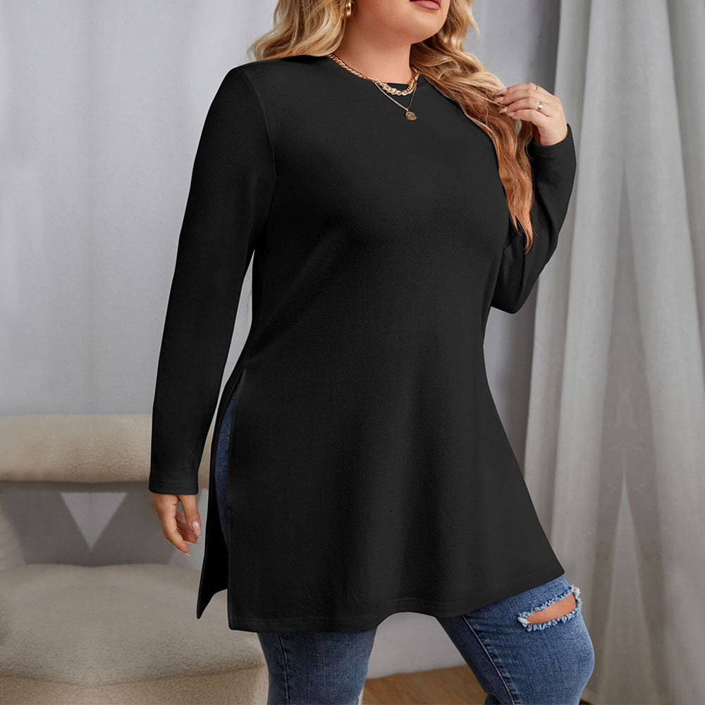 Dame afslappet langærmet skjorte med sidelæg og minimalistisk design Stilla