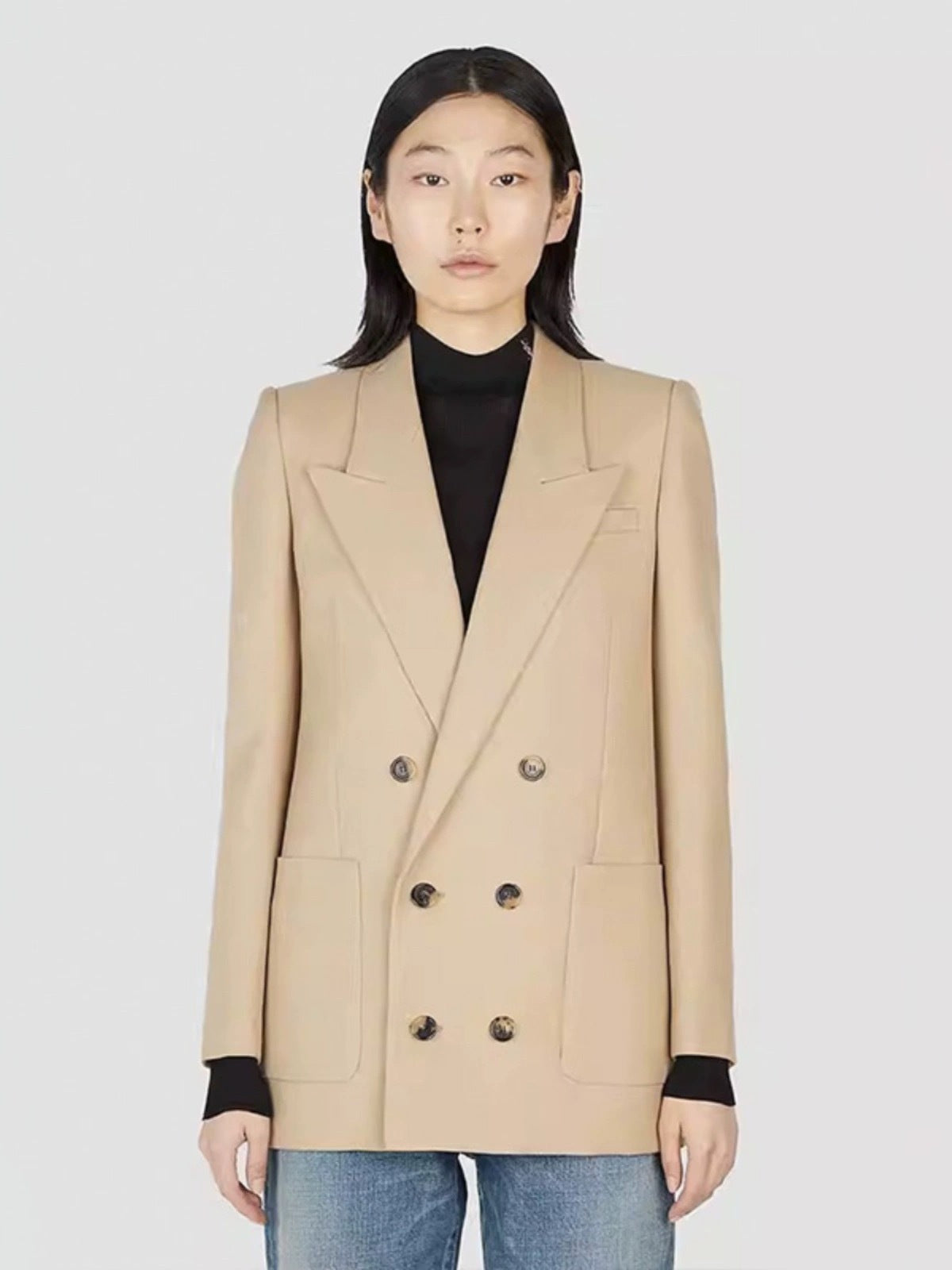 Dame Dobbeltbrystet Blazer i høj kvalitetsmateriale med elegante knapdetaljer Stilla