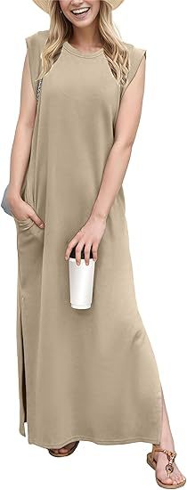 Dame afslappet Maxi-kjole med sidelommer Stilla