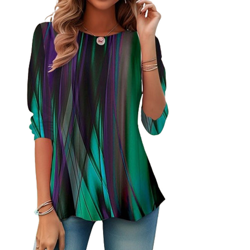 Dame Elegant Bluse med kreativ stribeformet Design Stilla