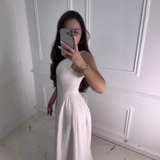 Dame Elegant A-linje Midi Kjole med Flared Skirt Stilla