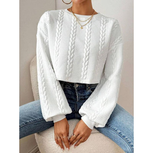 Dame Cropped Pullover med struktureret design og bred ærme Stilla