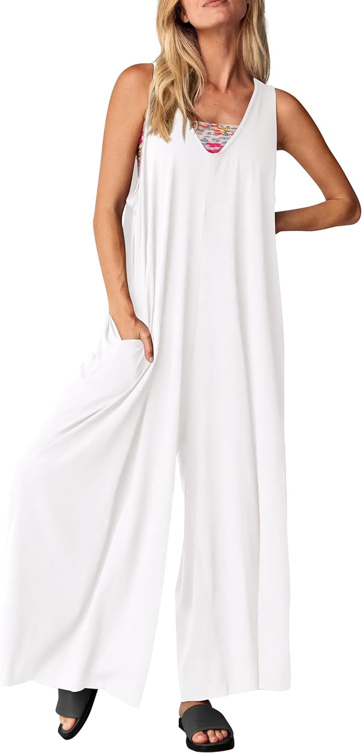 Dame jumpsuit i blødt materiale med sidelommer Stilla