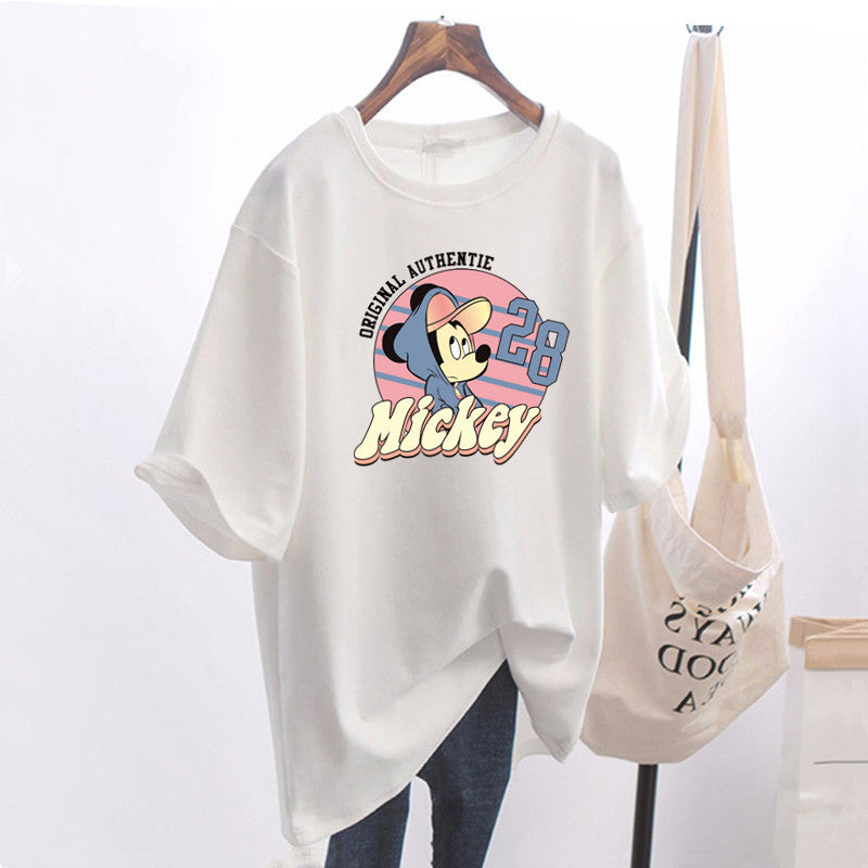 Dame T-shirt med Mickey Mouse design og afslappet oversized skæring Stilla