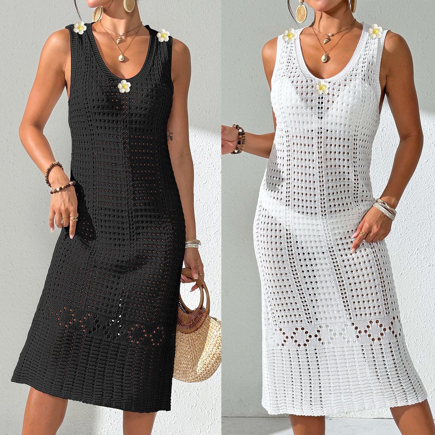 Dame Elegant Hæklet Strandkjole Stilla