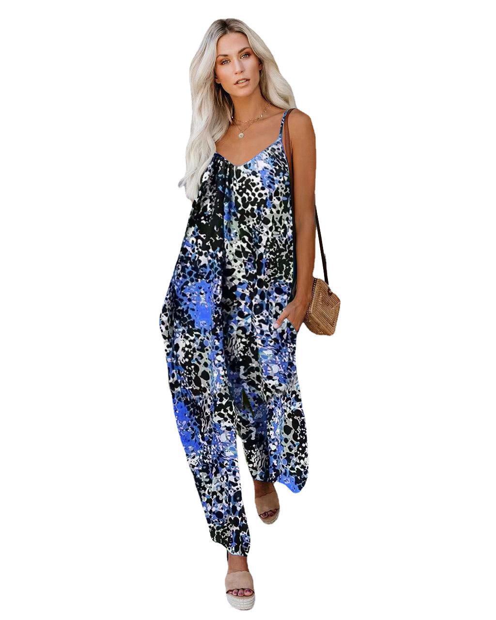 Dame jumpsuit med afslappet snit og moderigtigt leopardmønster Stilla