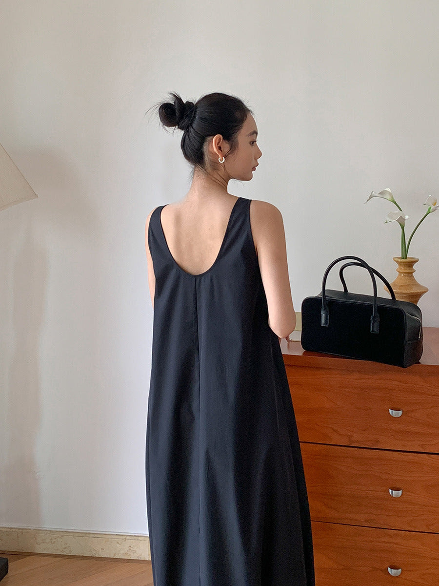 Dame afslappet Maxikjole med vidde udskåret nederdel og elastisk afslutning Stilla