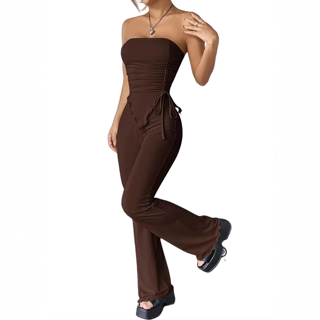 Dame Flared Jumpsuit med rynket top Stilla