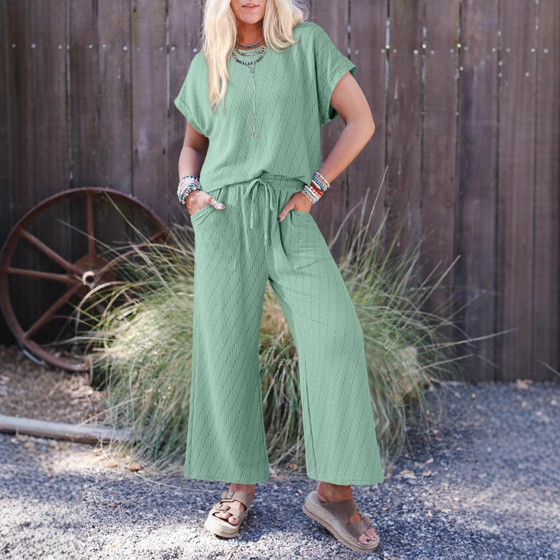 Dame afslappet fritids-lounge-sæt med elastisk talje og lommer Stilla