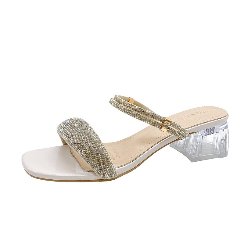 Dame Elegant dekorerede sandaler med gennemsigtig blokhæl Stilla