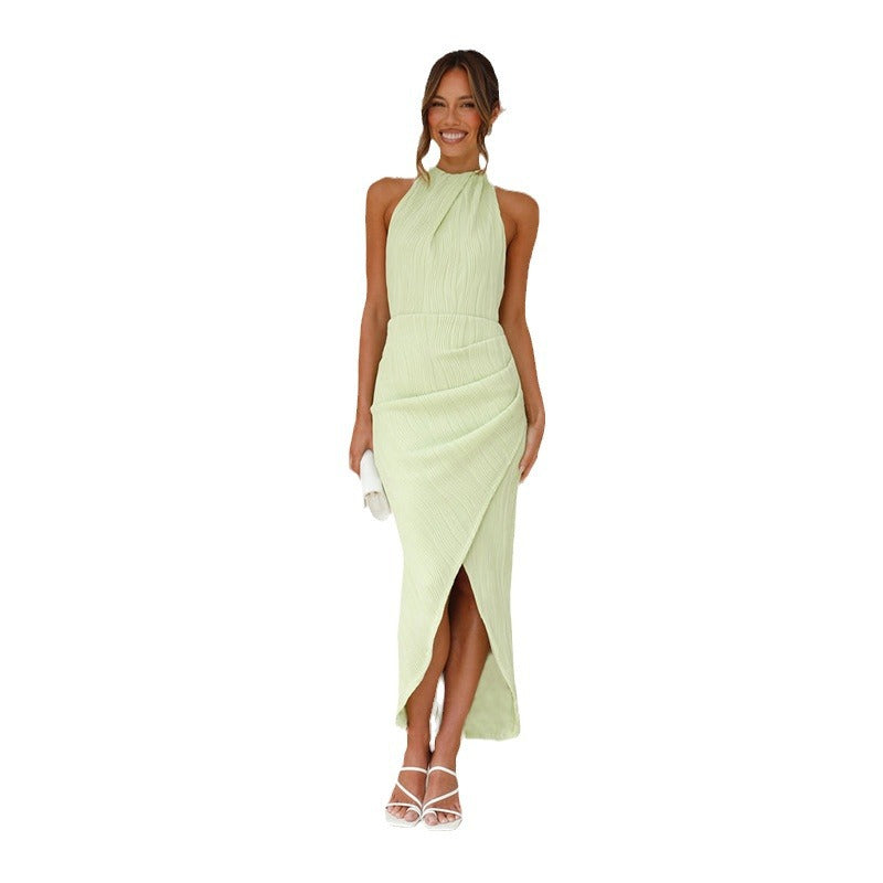 Dame Eksklusiv Langærmet Kjole med Høj Krave og Rynkning Stilla