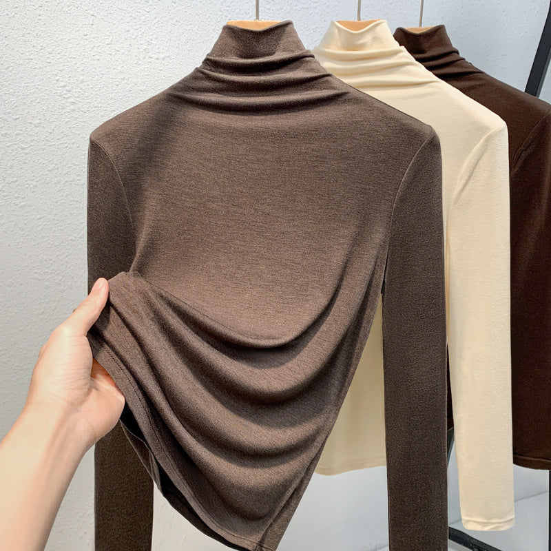 Damer Langærmet Rullekraveoverdel med elegant Draperingseffekt Stilla