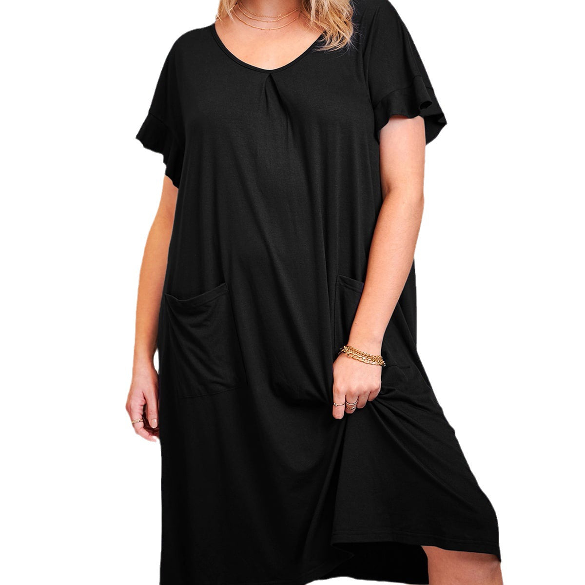Stilla | Nattkjole-Kjole Plus Size Bomuld Lomme Kjole
