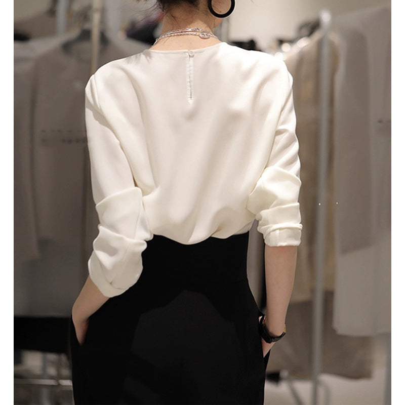 Dame Elegant Bluse med ballonformede ærmer og fin tekstur Stilla