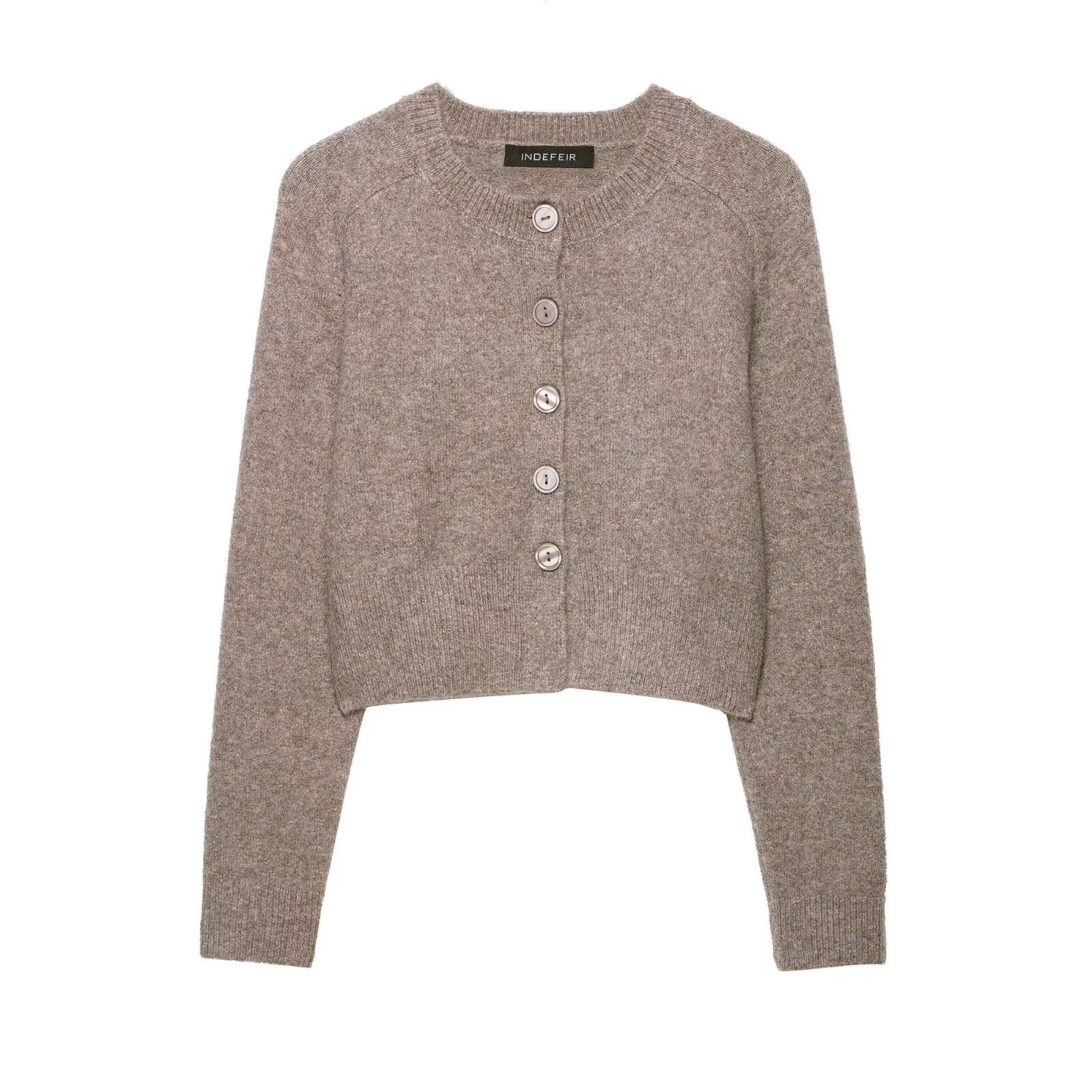 Dame cropped strikjakke med knaplukning Stilla