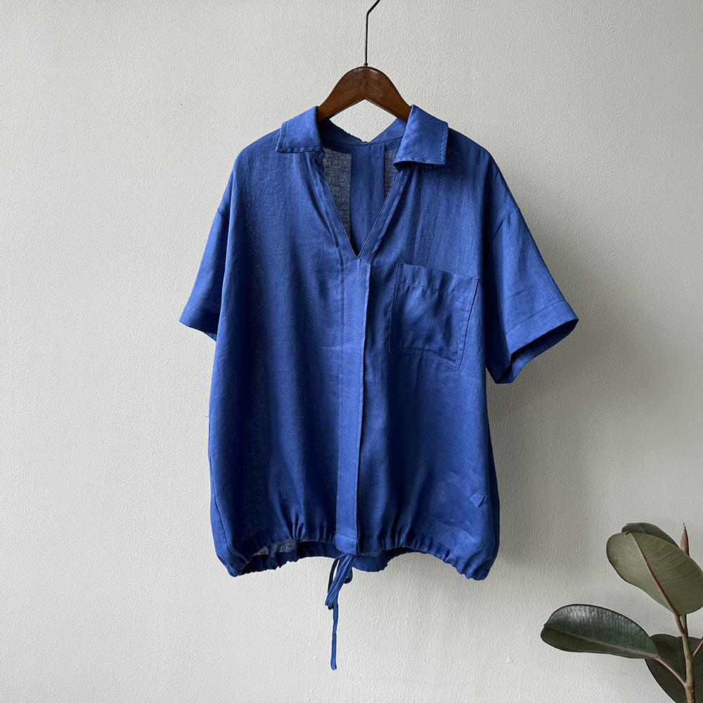 Dame afslappet bluse med justerbar søm og brystlomme Stilla