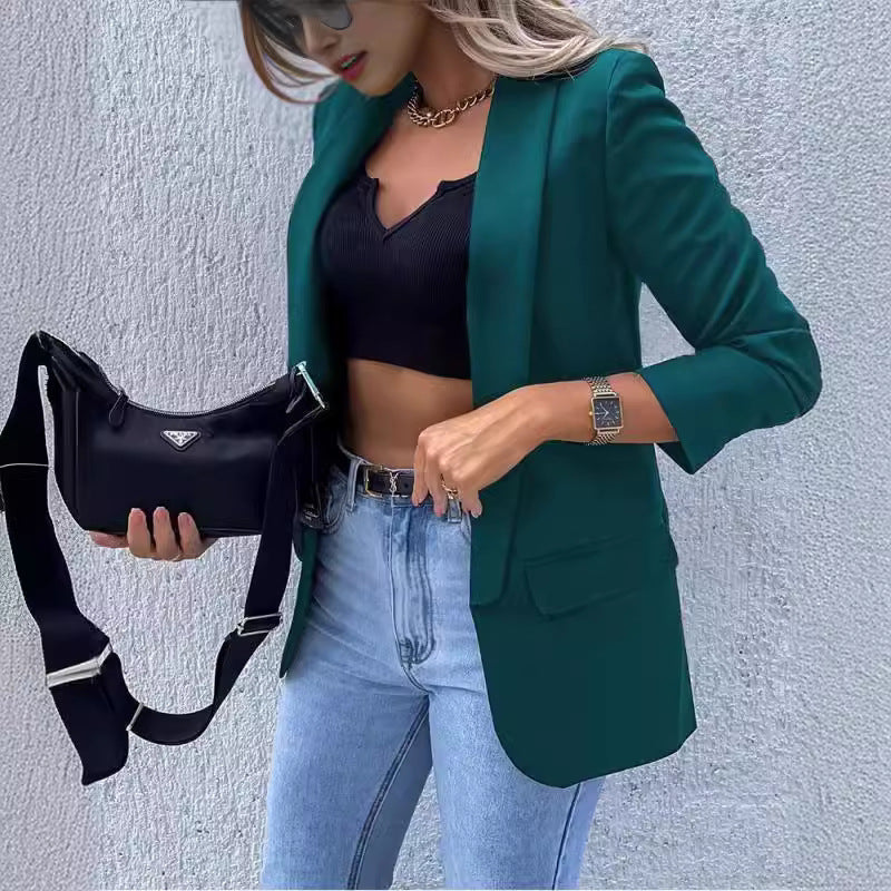 Dame Elegant Blazer med detaljerede lommer og figursyet snit Stilla