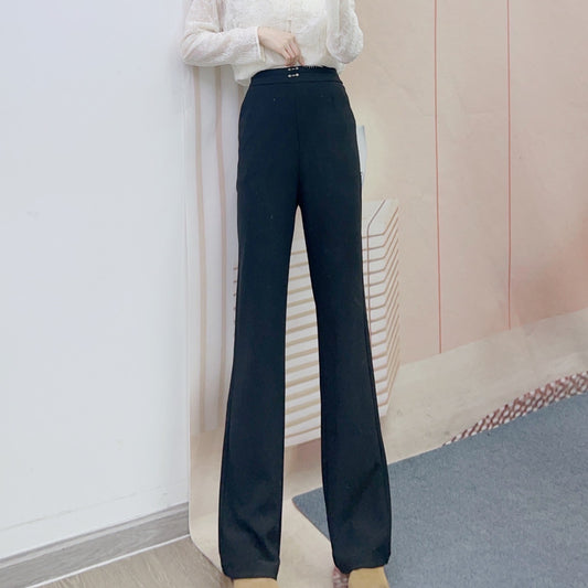 Dame Elegant høj talje bukser med bred pasform og fine detaljer Stilla