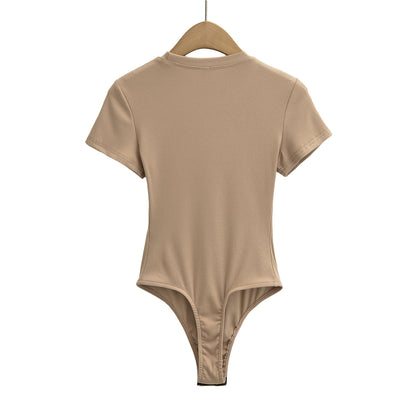 Dame figurnær Bodysuit i høj kvalitet rib-stof med kort ærme Stilla
