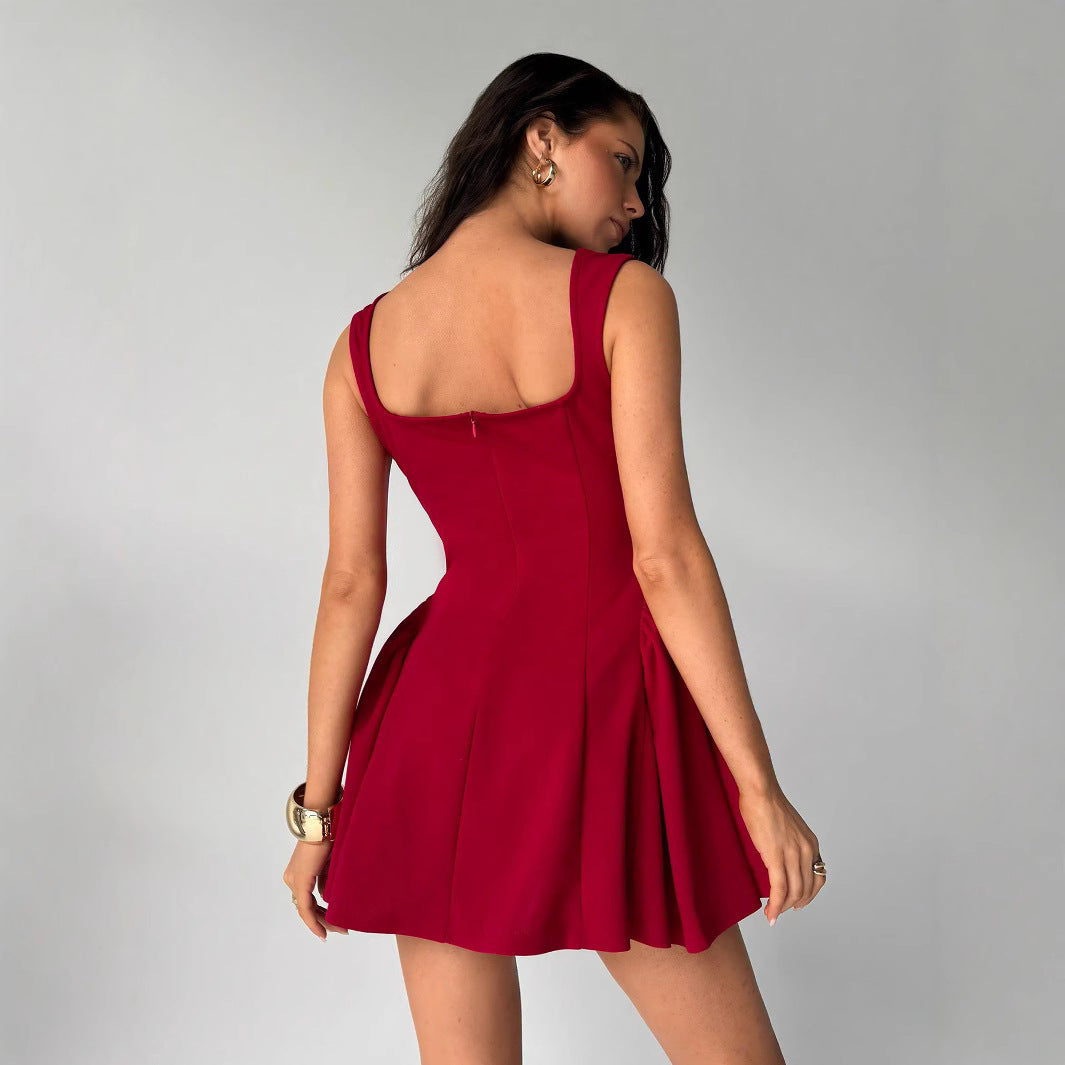 Dame A-linje kjole med firkantet udskæring og flydende nederdel Stilla